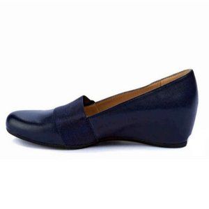 Andrew Geller Women’s Secretary Navy Slip-on Wedge Heel Shoes Size 5M